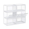 SONGMICS 6er Set Schuhboxen – Stapelbare transparente Schuh-Organizer aus Kunststoff mit Tür, für Schuhe bis Größe 46, 28x36x22cm