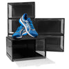BITUXX LEX21 6er Set Schuhboxen – Stapelbare schwarze Aufbewahrungsboxen aus Kunststoff, Schuhkartons bis Größe 47