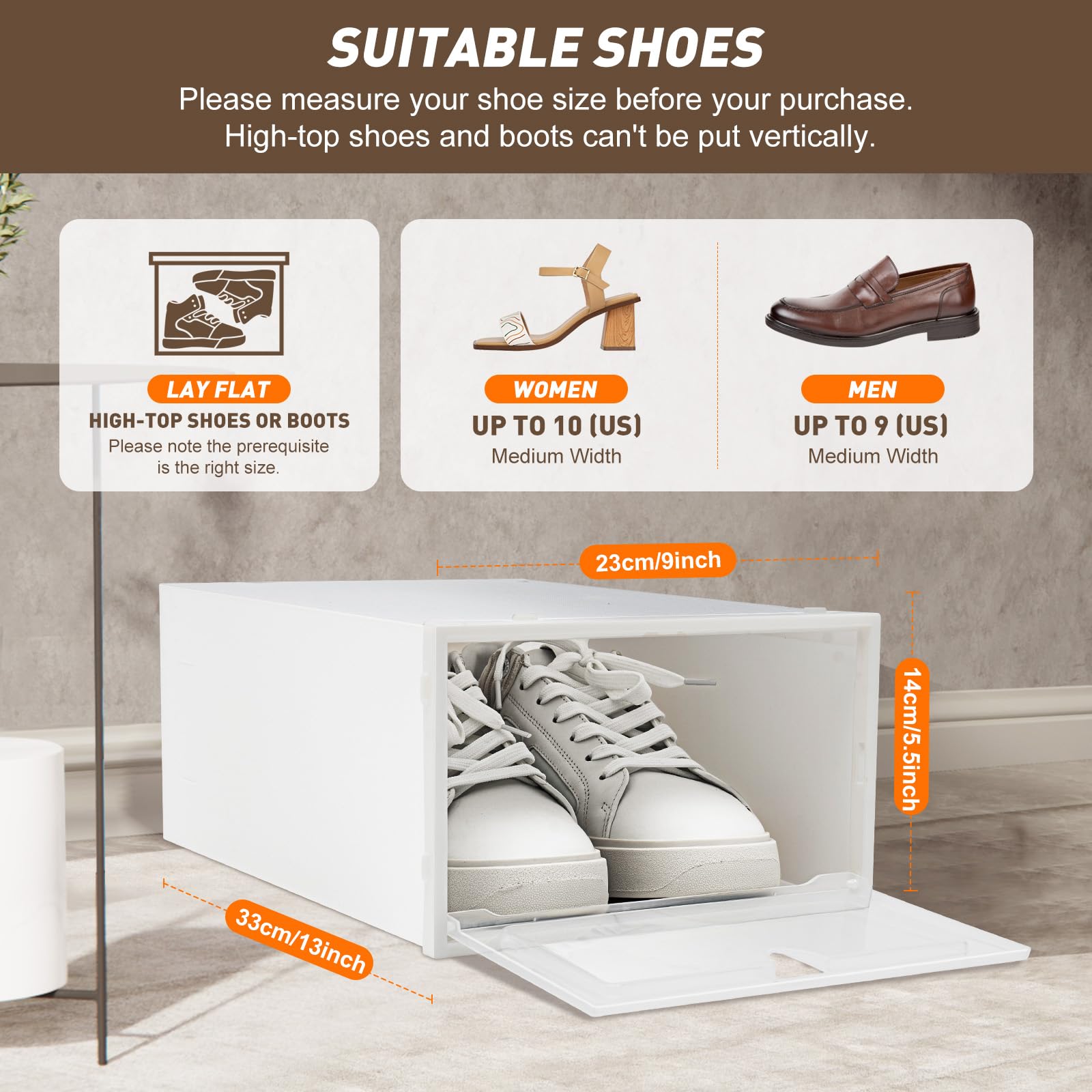 20er Set Schuhboxen – Stapelbare transparente Aufbewahrungsboxen aus Kunststoff, große faltbare Schuhhüllen mit Abdeckung