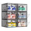 TidyTrove 6er Set Schuhboxen – Stapelbare faltbare transparente Organizer mit Magnettür, für Schuhe bis Größe 46, Schwarz