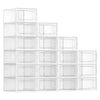 SONGMICS 18er Set Schuhboxen – Faltbare stapelbare transparente Schuh-Organizer aus Kunststoff, für Schuhe bis Größe 44, Weiß