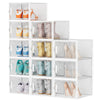 SIMPDIY 12er Set Schuhboxen – Stapelbare transparente Hartplastik Schuhkartons mit Deckel, für Pumps, Stiefeletten & High Tops, bis Größe 46