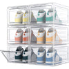 HOMIDEC 6er Set Schuhboxen – Stapelbare transparente Hartplastik Schuhkartons mit Deckel, für Pumps, Stiefeletten & High Tops, bis Größe 46